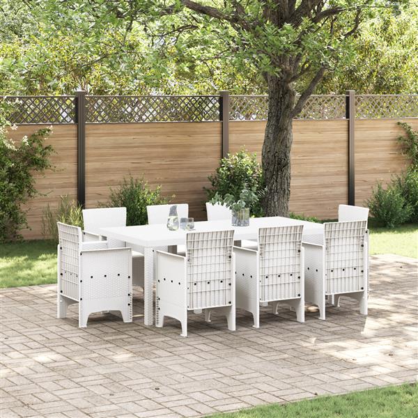 Grote foto vidaxl 9 delige tuinset met kussens in wit poly rattan tuin en terras tuinmeubelen