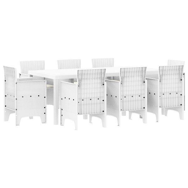 Grote foto vidaxl 9 delige tuinset met kussens in wit poly rattan tuin en terras tuinmeubelen