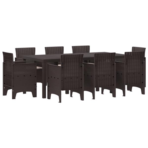 Grote foto vidaxl 9 delige tuinset met kussens bruin poly rattan tuin en terras tuinmeubelen