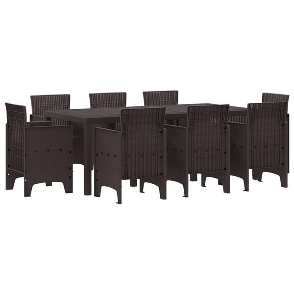 Grote foto vidaxl 9 delige tuinset poly rattan bruin tuin en terras tuinmeubelen