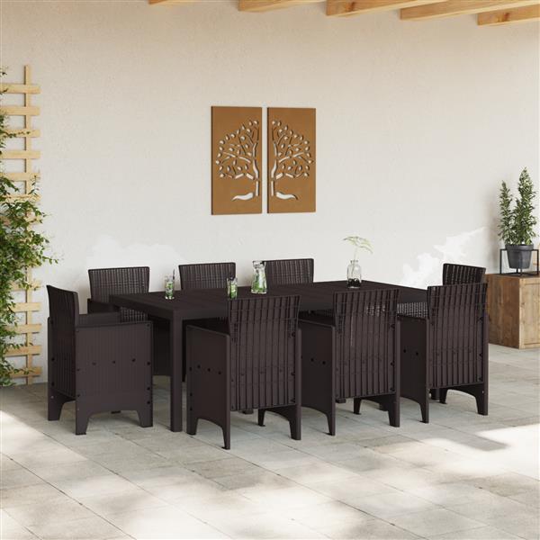 Grote foto vidaxl 9 delige tuinset poly rattan bruin tuin en terras tuinmeubelen