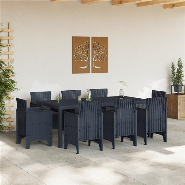 Grote foto vidaxl 9 delige tuinset met kussens poly rattan antraciet tuin en terras tuinmeubelen