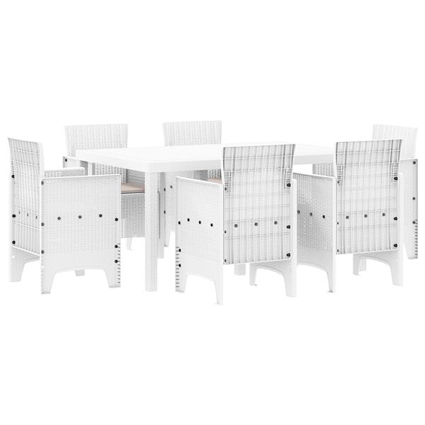 Grote foto vidaxl 7 persoons tuin eetset met kussens wit poly rattan tuin en terras tuinmeubelen