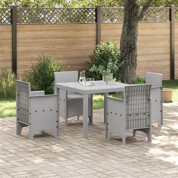 Grote foto vidaxl 5 delige tuinset met kussens poly rattan lichtgrijs tuin en terras tuinmeubelen
