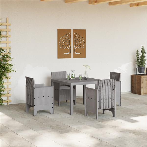 Grote foto vidaxl 5 delige tuinset met kussens poly rattan lichtgrijs tuin en terras tuinmeubelen