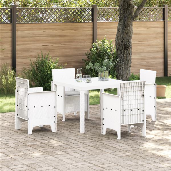 Grote foto vidaxl 5 delige tuinset met kussens poly rattan wit tuin en terras tuinmeubelen