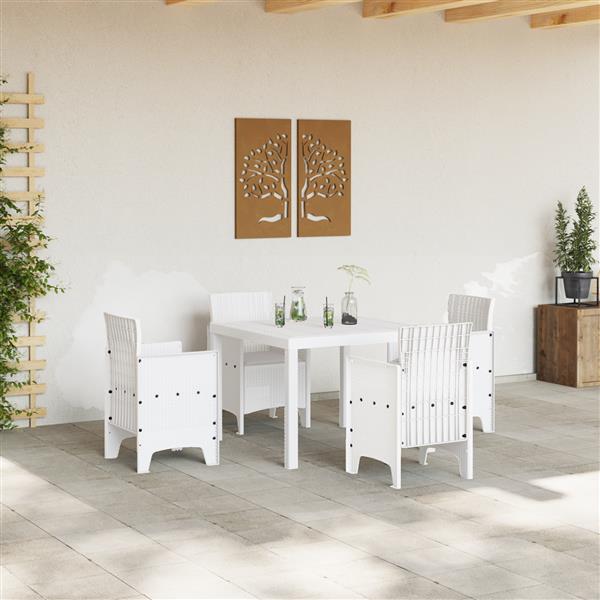 Grote foto vidaxl 5 delige tuinset met kussens poly rattan wit tuin en terras tuinmeubelen