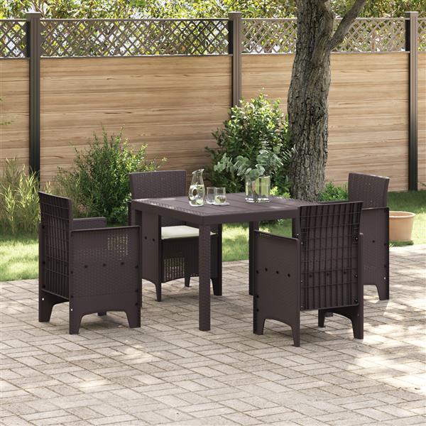 Grote foto vidaxl 5 delige tuinset met kussens in bruin poly rattan tuin en terras tuinmeubelen