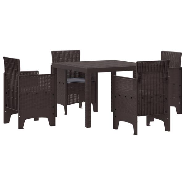 Grote foto vidaxl 5 delige tuinset met kussens bruin poly rattan tuin en terras tuinmeubelen