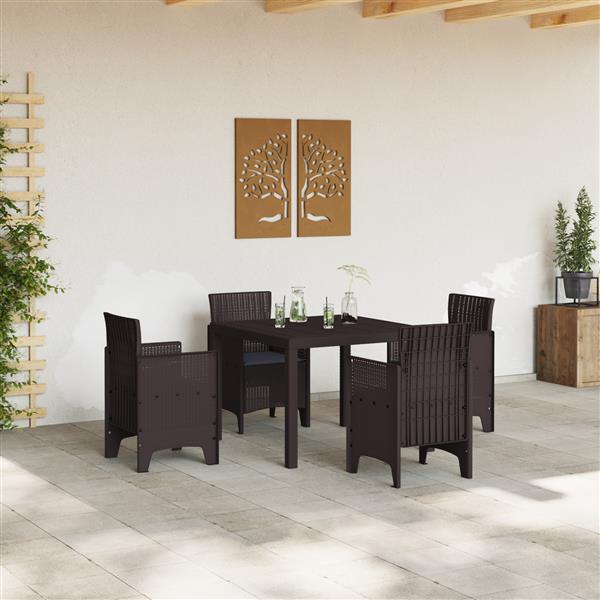 Grote foto vidaxl 5 delige tuinset met kussens bruin poly rattan tuin en terras tuinmeubelen