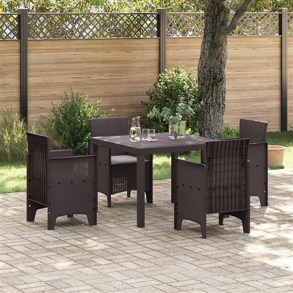 Grote foto vidaxl 5 delige tuinset met kussens bruin poly rattan tuin en terras tuinmeubelen
