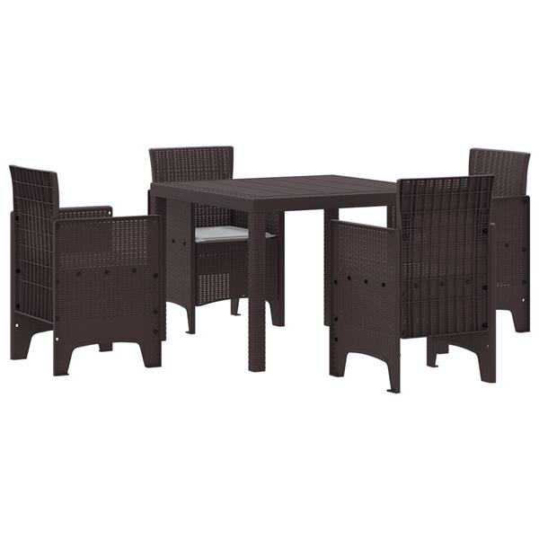 Grote foto vidaxl 5 delige tuinset met kussens bruin poly rattan tuin en terras tuinmeubelen