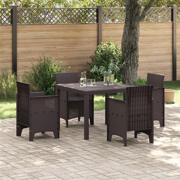 Grote foto vidaxl 5 delige tuinset poly rattan bruin tuin en terras tuinmeubelen