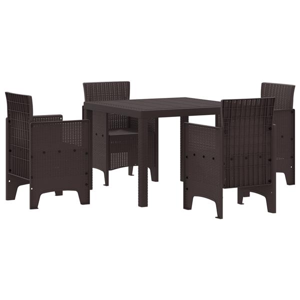 Grote foto vidaxl 5 delige tuinset poly rattan bruin tuin en terras tuinmeubelen