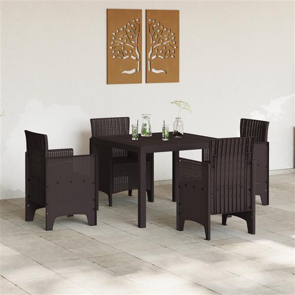 Grote foto vidaxl 5 delige tuinset poly rattan bruin tuin en terras tuinmeubelen