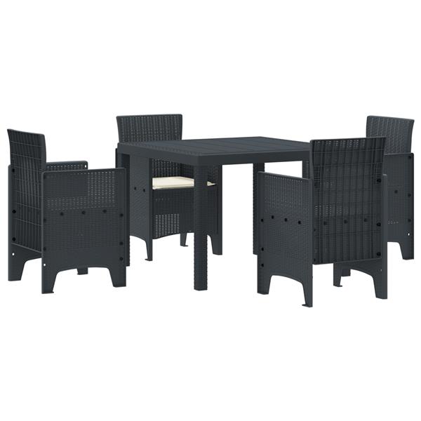Grote foto vidaxl 5 delige tuinset met kussens poly rattan antraciet tuin en terras tuinmeubelen