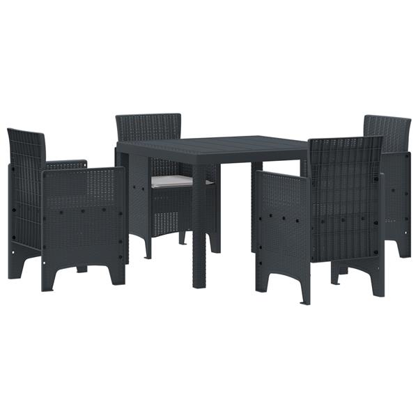 Grote foto vidaxl 5 delige tuin eettafelset met kussens antraciet poly rattan tuin en terras tuinmeubelen