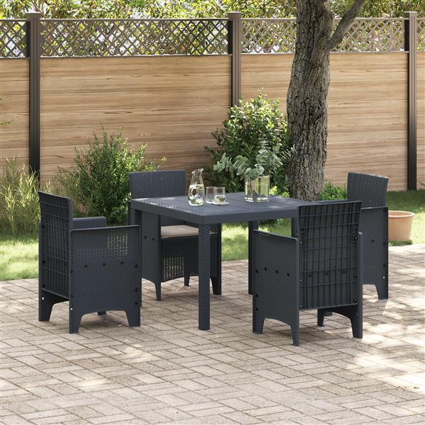 Grote foto vidaxl 5 delige tuinset met kussens anthraciet poly rattan tuin en terras tuinmeubelen