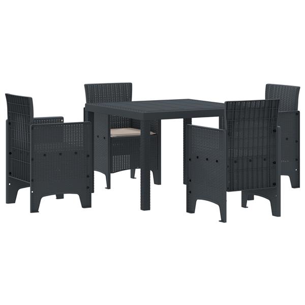 Grote foto vidaxl 5 delige tuinset met kussens anthraciet poly rattan tuin en terras tuinmeubelen