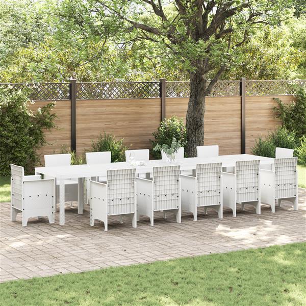 Grote foto vidaxl tuintafel 400x100x73 cm poly rattan wit tuin en terras tuinmeubelen