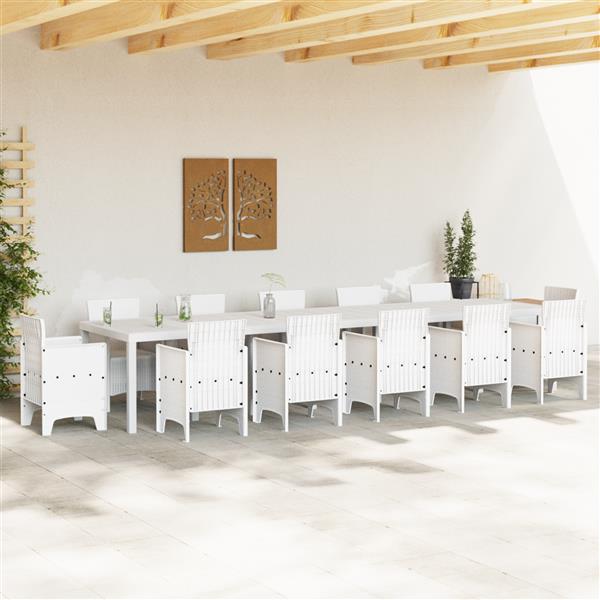 Grote foto vidaxl tuintafel 400x100x73 cm poly rattan wit tuin en terras tuinmeubelen