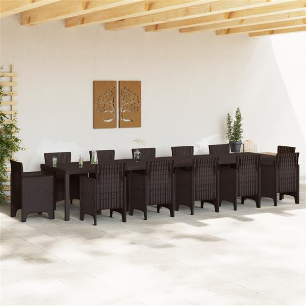 Grote foto vidaxl tuintafel 400x100x73 cm poly rattan bruin tuin en terras tuinmeubelen