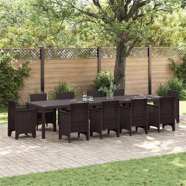Grote foto vidaxl tuintafel 350x100x73 cm poly rattan bruin tuin en terras tuinmeubelen