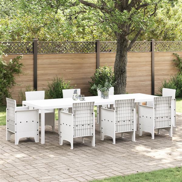 Grote foto vidaxl tuintafel 300x100x73 cm poly rattan wit tuin en terras tuinmeubelen