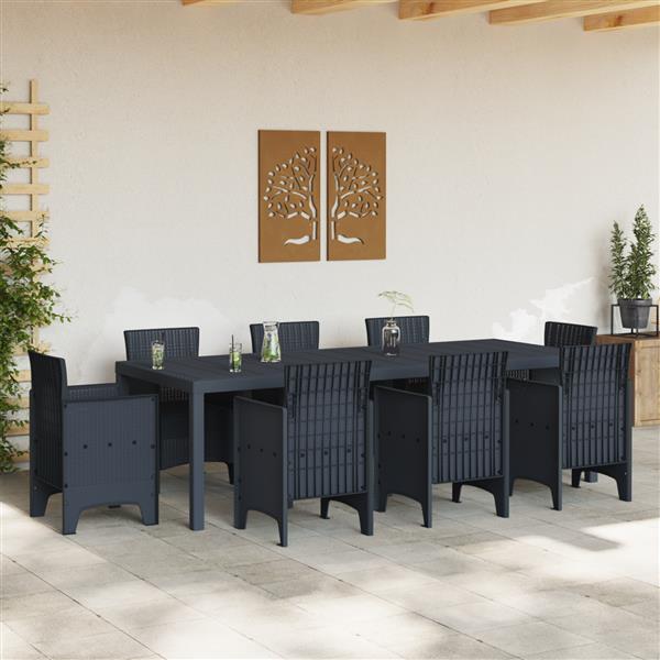 Grote foto vidaxl tuintafel 250x100x73 cm poly rattan antraciet tuin en terras tuinmeubelen