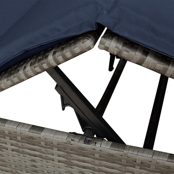 Grote foto vidaxl dubbel ligbed met dak en gordijnen grijs poly rattan tuin en terras tuinmeubelen