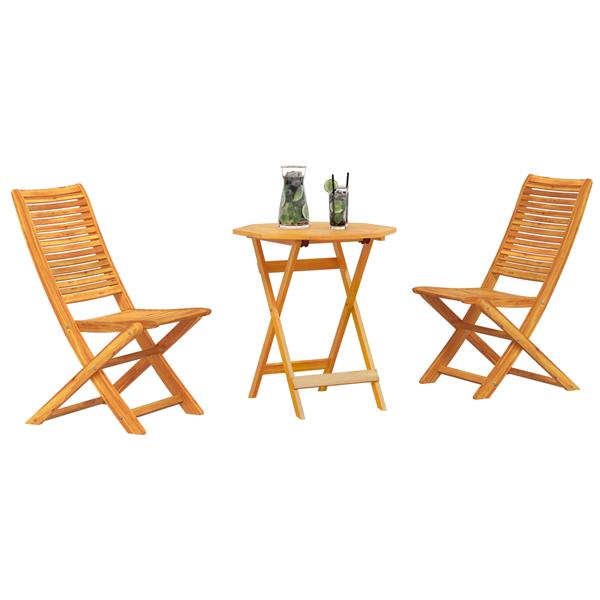Grote foto vidaxl 3 delige opvouwbare bistroset van massief acaciahout tuin en terras tuinmeubelen