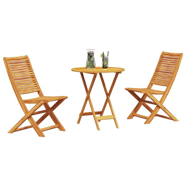 Grote foto vidaxl 3 delige opvouwbare bistro set van massief acaciahout tuin en terras tuinmeubelen