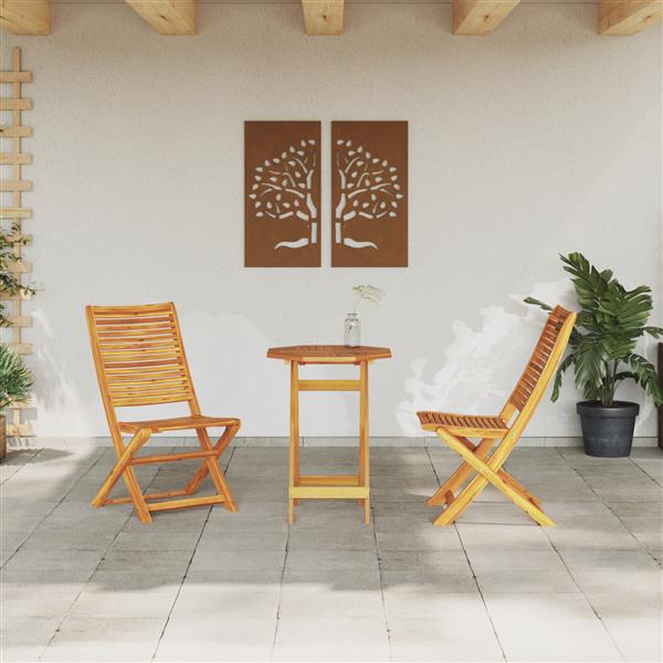 Grote foto vidaxl 3 delige vouw bistro set van massief acaciahout tuin en terras tuinmeubelen