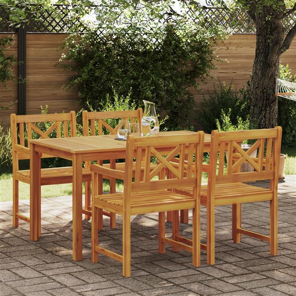 Grote foto vidaxl 5 delige tuinset van massief acaciahout tuin en terras tuinmeubelen