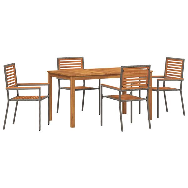 Grote foto vidaxl 5 delige tuinset grijs poly rattan acacia tuin en terras tuinmeubelen