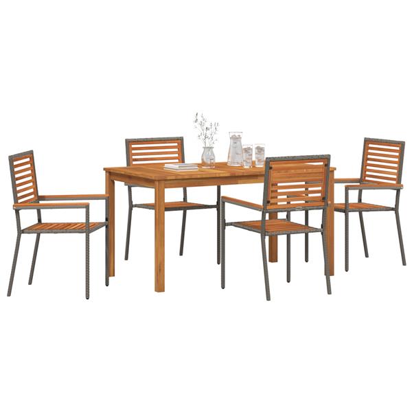 Grote foto vidaxl 5 delige tuinset grijs poly rattan acacia tuin en terras tuinmeubelen