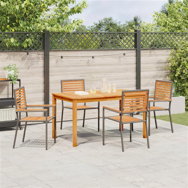 Grote foto vidaxl 5 delige tuinset grijs poly rattan acacia tuin en terras tuinmeubelen
