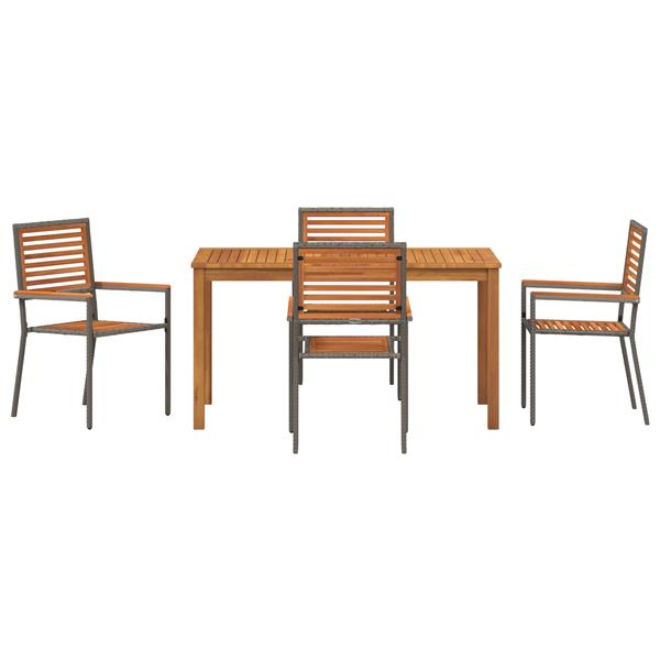 Grote foto vidaxl 5 delige tuinset grijs poly rattan acacia tuin en terras tuinmeubelen