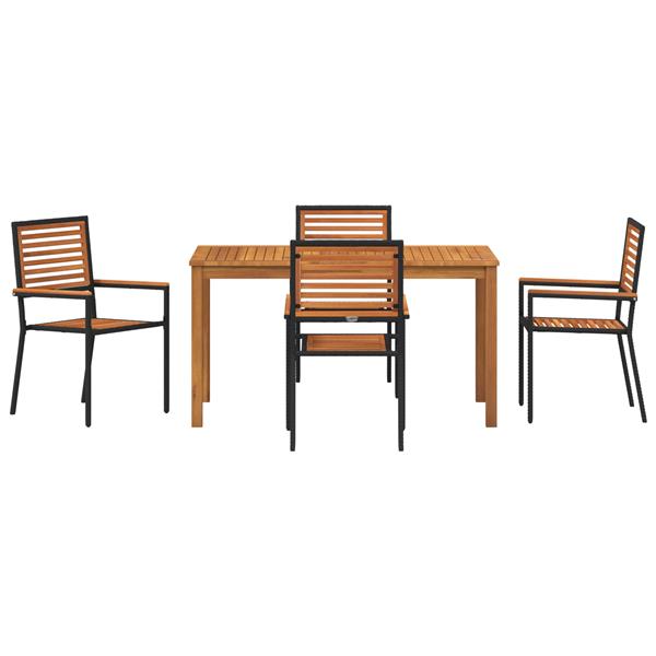 Grote foto vidaxl 5 delige tuinset zwart poly rattan acacia tuin en terras tuinmeubelen