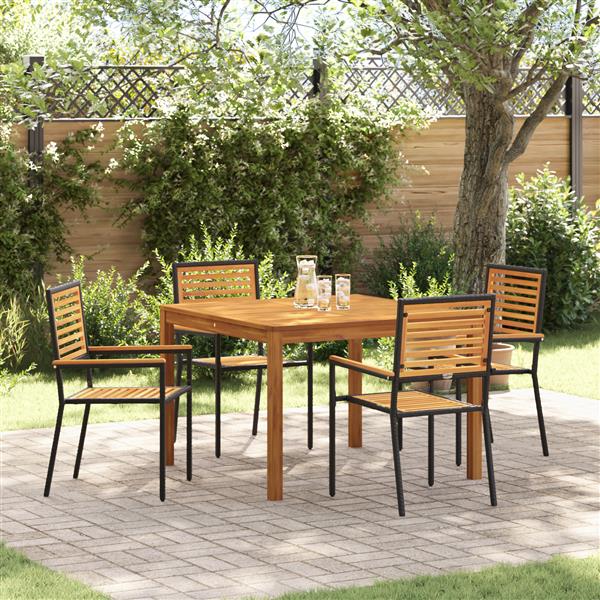 Grote foto vidaxl 5 delige tuinset zwart poly rattan acacia tuin en terras tuinmeubelen