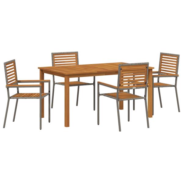 Grote foto vidaxl 5 delige tuinset grijs poly rattan acacia tuin en terras tuinmeubelen