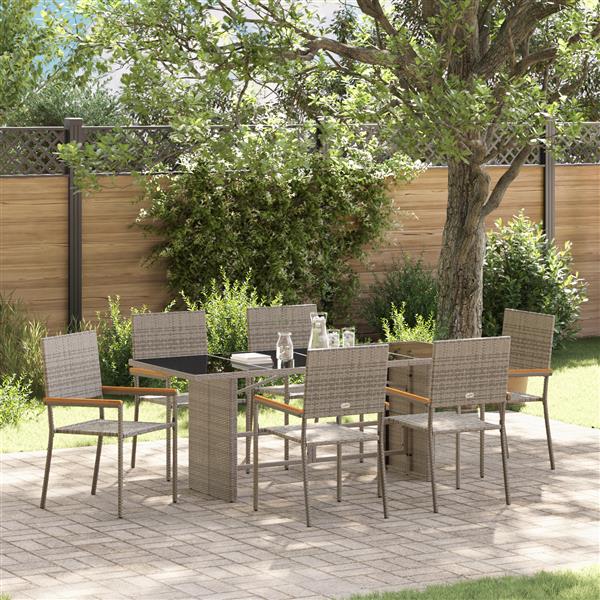Grote foto vidaxl 7 delige tuinset poly rattan grijs tuin en terras tuinmeubelen