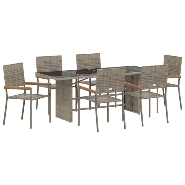 Grote foto vidaxl 7 delige tuinset poly rattan grijs tuin en terras tuinmeubelen