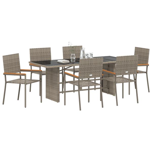 Grote foto vidaxl 7 delige tuinset poly rattan grijs tuin en terras tuinmeubelen