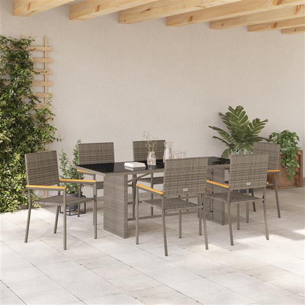 Grote foto vidaxl 7 delige tuinset poly rattan grijs tuin en terras tuinmeubelen