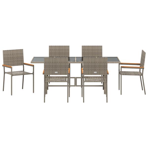 Grote foto vidaxl 7 delige tuinset poly rattan grijs tuin en terras tuinmeubelen