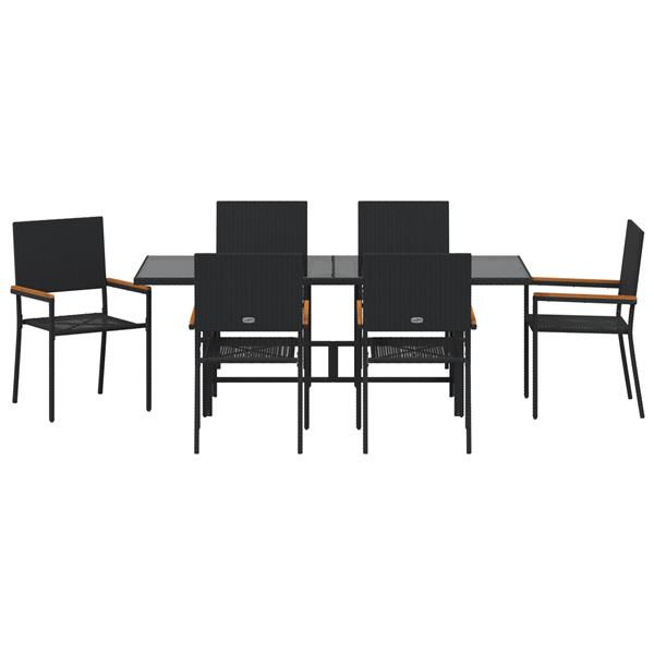 Grote foto vidaxl 7 delige tuinset poly rattan zwart tuin en terras tuinmeubelen