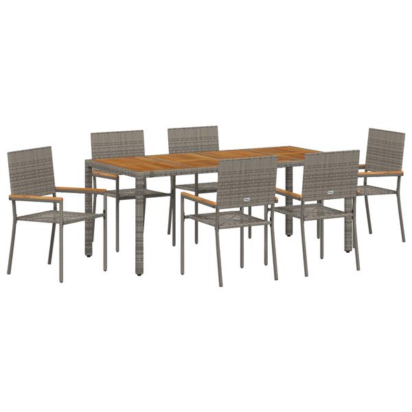 Grote foto vidaxl 7 delige tuinset grijs poly rattan tuin en terras tuinmeubelen