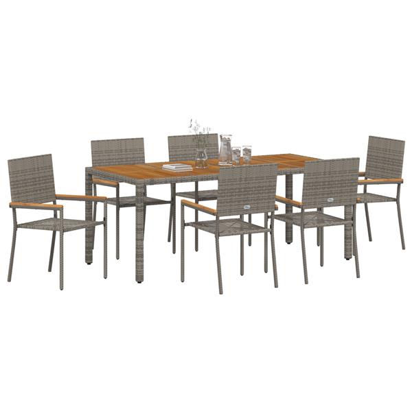 Grote foto vidaxl 7 delige tuinset grijs poly rattan tuin en terras tuinmeubelen