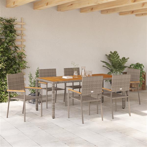 Grote foto vidaxl 7 delige tuinset grijs poly rattan tuin en terras tuinmeubelen